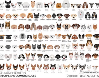 Dog face digital clip art for Personal and Commercial use - INSTANT DOWNLOAD