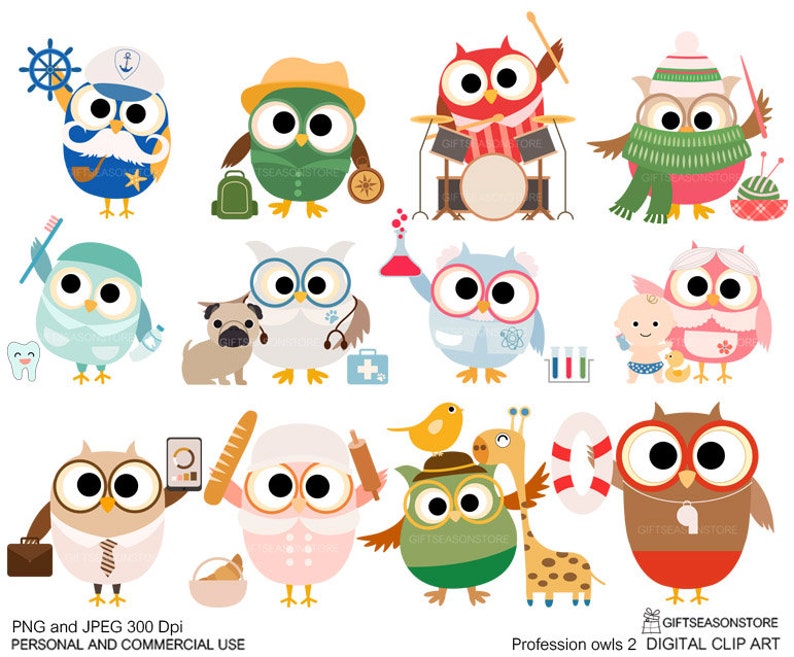 Profession Owl Part 2 Clip Art for Personal and Commercial Use ...