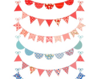 6 Valentine Bunting Digital clip art for Personal and Commercial use - INSTANT DOWNLOAD