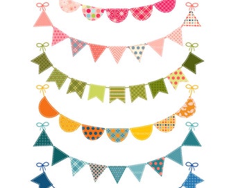 6 Bunting Digital clip art for Personal and Commercial use -  INSTANT DOWNLOAD