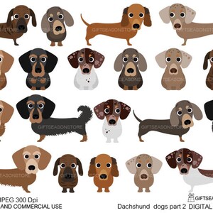 Dachshund dogs part 2 digital clip art for Personal and Commercial use - INSTANT DOWNLOAD