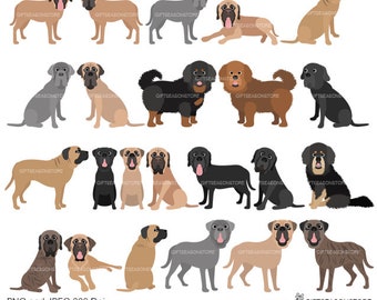 Mastiff dogs digital clip art for Personal and Commercial use - INSTANT DOWNLOAD