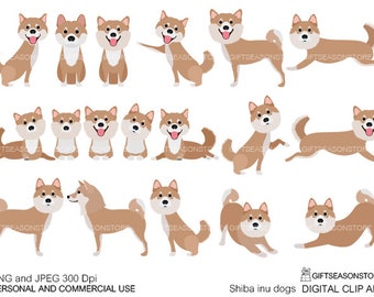 Shiba inu dogs digital clip art for Personal and Commercial use - INSTANT DOWNLOAD