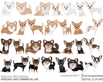 Chihuahua dogs part 3 digital clip art for Personal and Commercial use - INSTANT DOWNLOAD