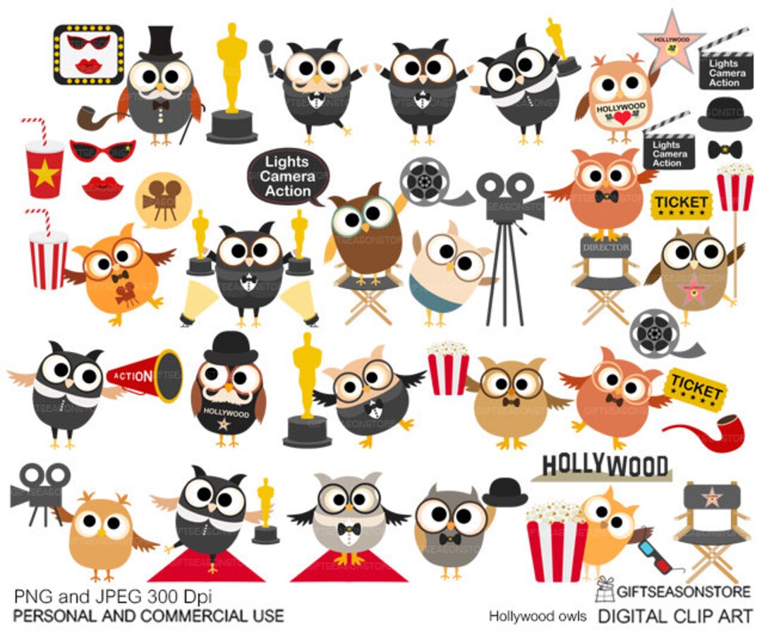 Hollywood Owl Digital Clip Art for Personal and Commercial Use ...