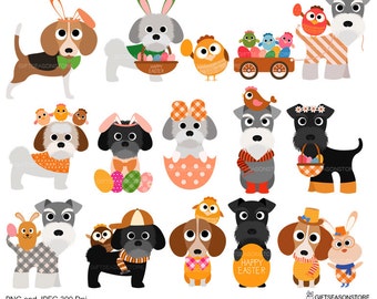 Easter dogs Digital clip art for Personal and Commercial use - INSTANT DOWNLOAD