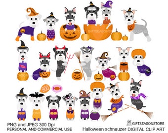 Halloween schnauzer  Digital clip art for Personal and Commercial use - INSTANT DOWNLOAD