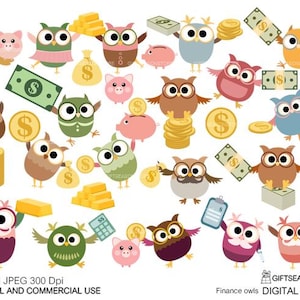 Clip art gufo finanziario per uso personale e commerciale - DOWNLOAD IMMEDIATO