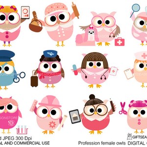 Profession female owls clip art part 3 for Personal and Commercial use - INSTANT DOWNLOAD