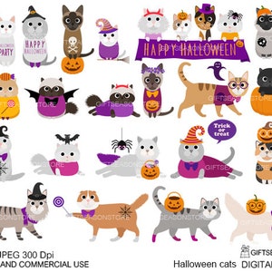 Halloween cats digital clip art for Personal and Commercial use - INSTANT DOWNLOAD
