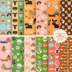 Dog digital paper dog digital backgrounds part 1- INSTANT DOWNLOAD