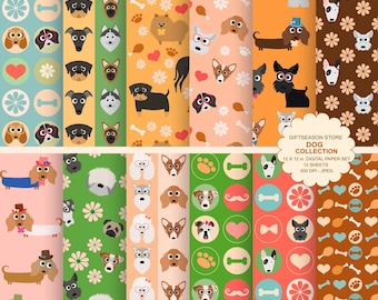 Dog digital paper dog digital backgrounds part 1- INSTANT DOWNLOAD