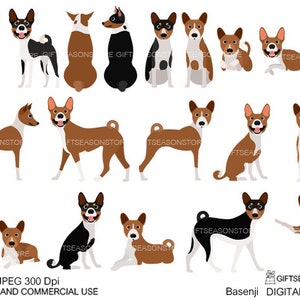 Clip art digitale di cani Basenji per uso personale e commerciale - DOWNLOAD IMMEDIATO