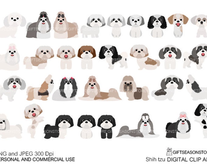 Shih Tzu Dogs Digital Clip Art for Personal and Commercial Use - Etsy