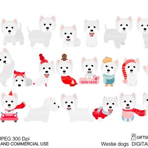 Clip art digitale di cani Westie per uso personale e commerciale - DOWNLOAD IMMEDIATO