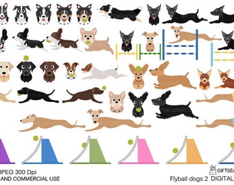 Flyball dogs part 2 digital clip art for Personal and Commercial use - INSTANT DOWNLOAD