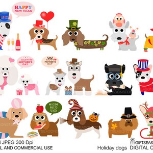Holiday Dogs Digital Clip Art for Personal and Commercial Use | Etsy