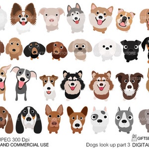 Dogs look up part 3 digital clip art for Personal and Commercial use - INSTANT DOWNLOAD