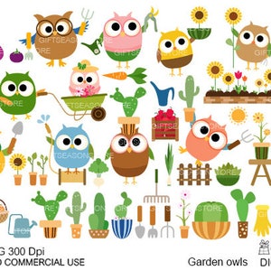 Tuinman uilen digitale illustraties voor persoonlijke en commerciële gebruik - INSTANT DOWNLOAD