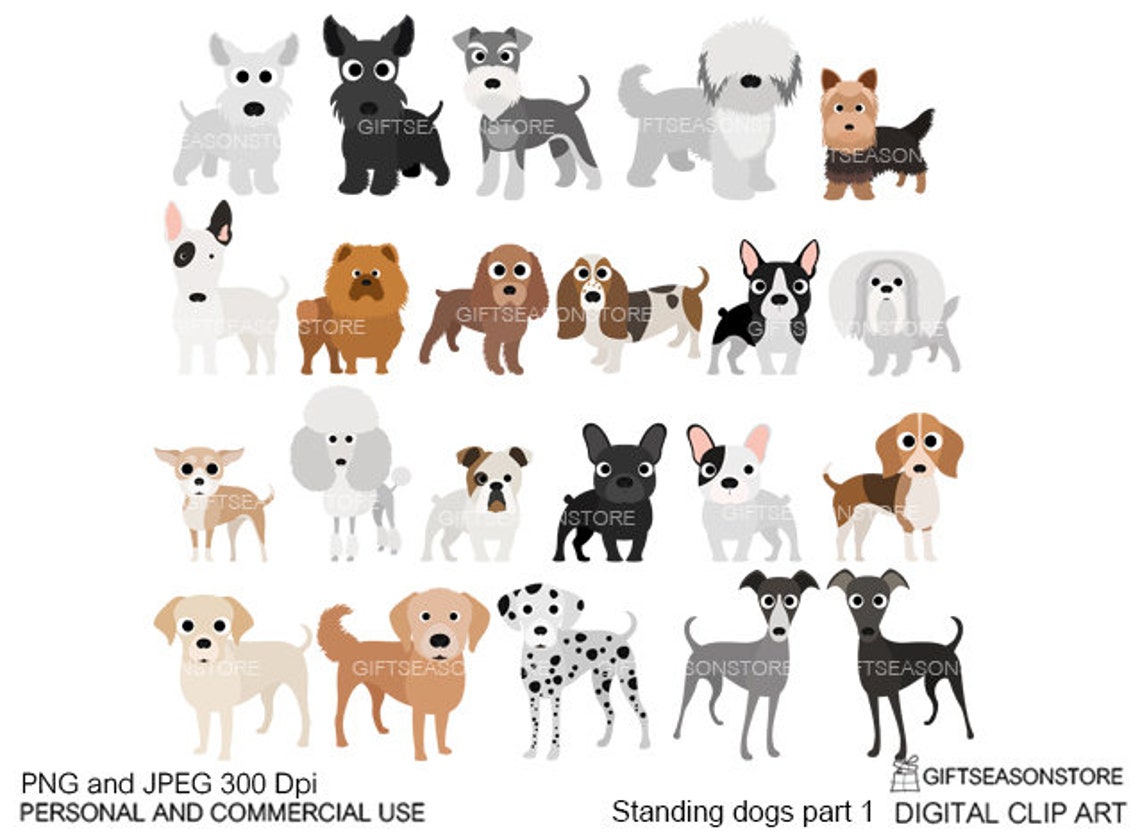 Standing Dogs Digital Clip Art Part 1 for Personal and Commercial Use ...