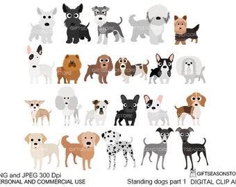 Standing dogs digital clip art part 1 for Personal and Commercial use - INSTANT DOWNLOAD