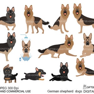 German shepherd dogs digital clip art for Personal and Commercial use - INSTANT DOWNLOAD