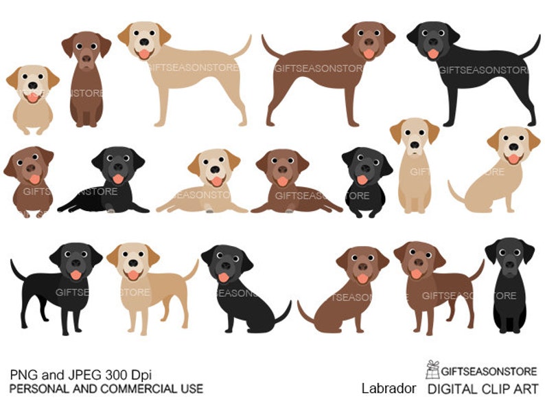 Labrador Dogs Digital Clip Art for Personal and Commercial Use - Etsy