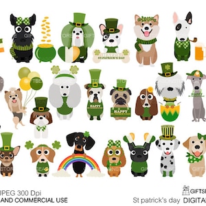 St patrick's day dogs digital clip art for Personal and Commercial use - INSTANT DOWNLOAD