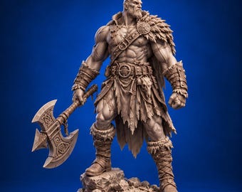 Miniatura del barbaro Golia / Resina 32 mm per D&D RPG / Personaggio non dipinto