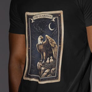 Bald eagle shirt, vintage engraved nest art. The one everybody calls first. Gift for a protective parent, Fathers Day or new baby.