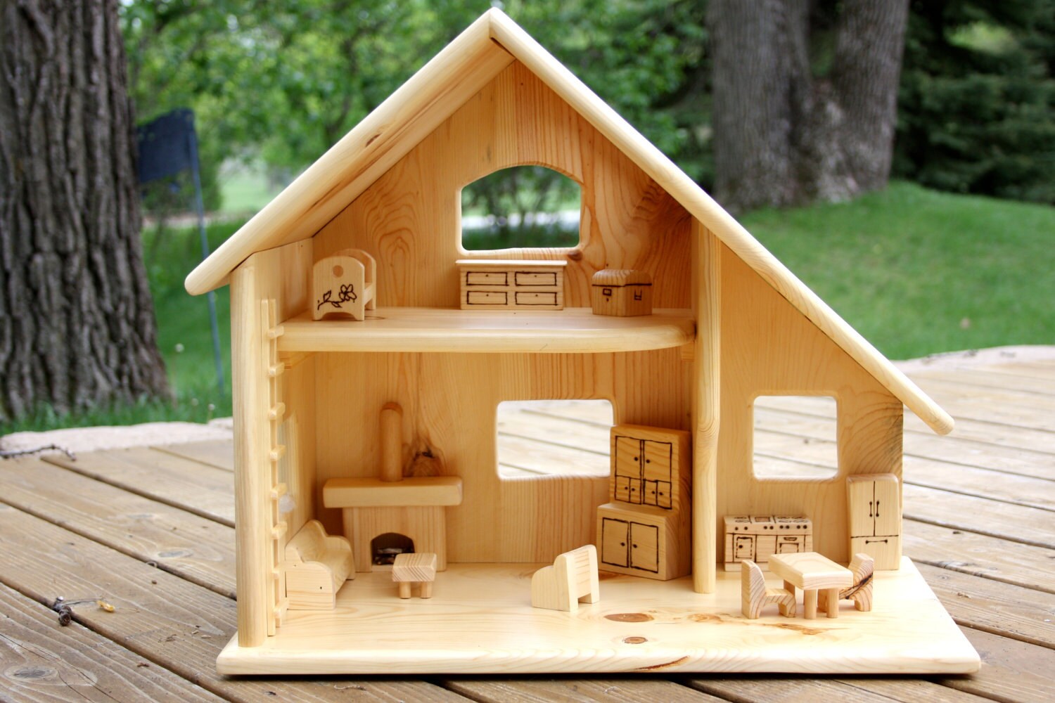 Wood Doll House without furniture Etsy