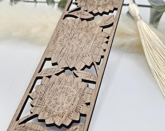 Bookmark | Walnut Wood | Sunflower Bookmark | Laser Cut