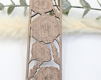 Bookmark | Walnut Wood | Floral Bookmark | Laser Cut