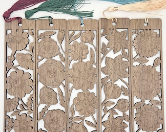 Bookmark | Walnut Wood | Floral Bookmark | Laser Cut