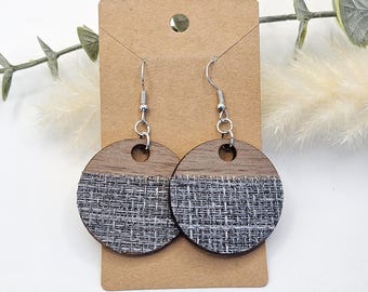 Walnut Wood Circle Earrings | Blue Burlap Boho Earrings