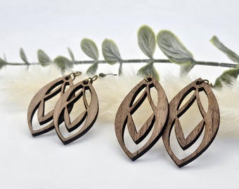 Laser-Cut Walnut Earrings | Elegant Boho Wood Jewelry
