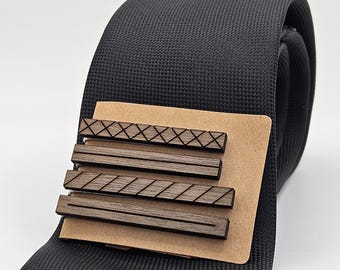 Wooden Tie Clips | Laser Engraved | Walnut Tie Clip
