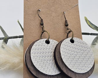Circle Earrings | Walnut Wood | Boho Earrings | Laser Cut