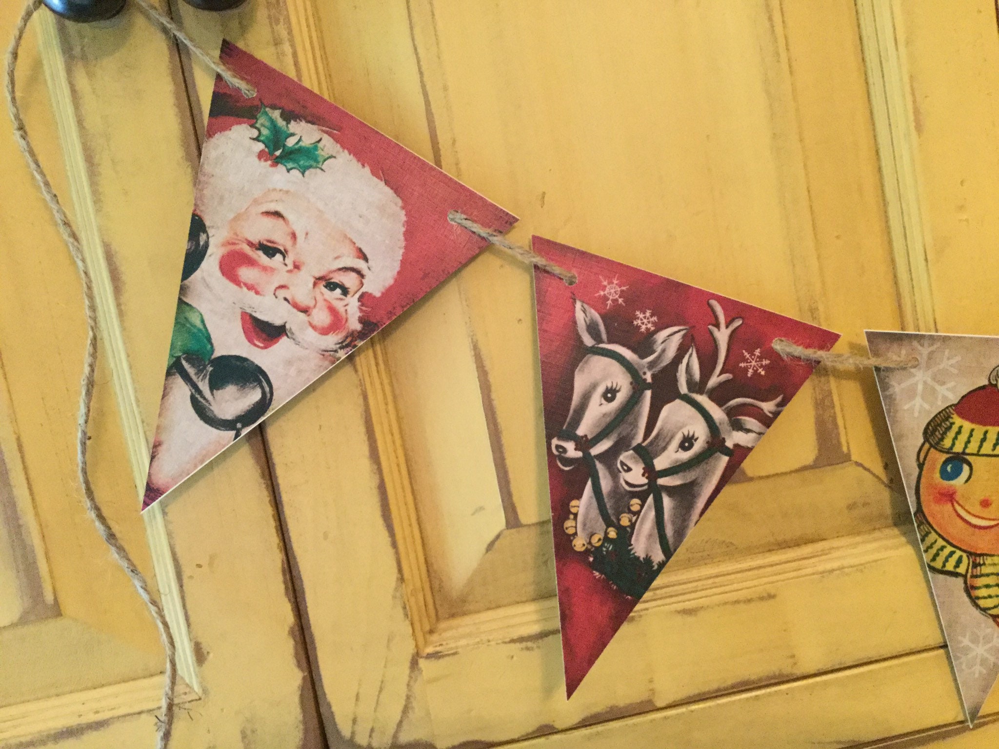 Vintage Christmas Banner Etsy