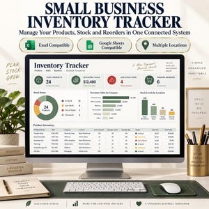 Inventory Tracker Spreadsheet for Small Business, Excel and Google Sheets Multi-Location Stock System