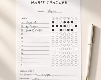 Simple Weekly Habit Tracker Printable PDF | Instant Download