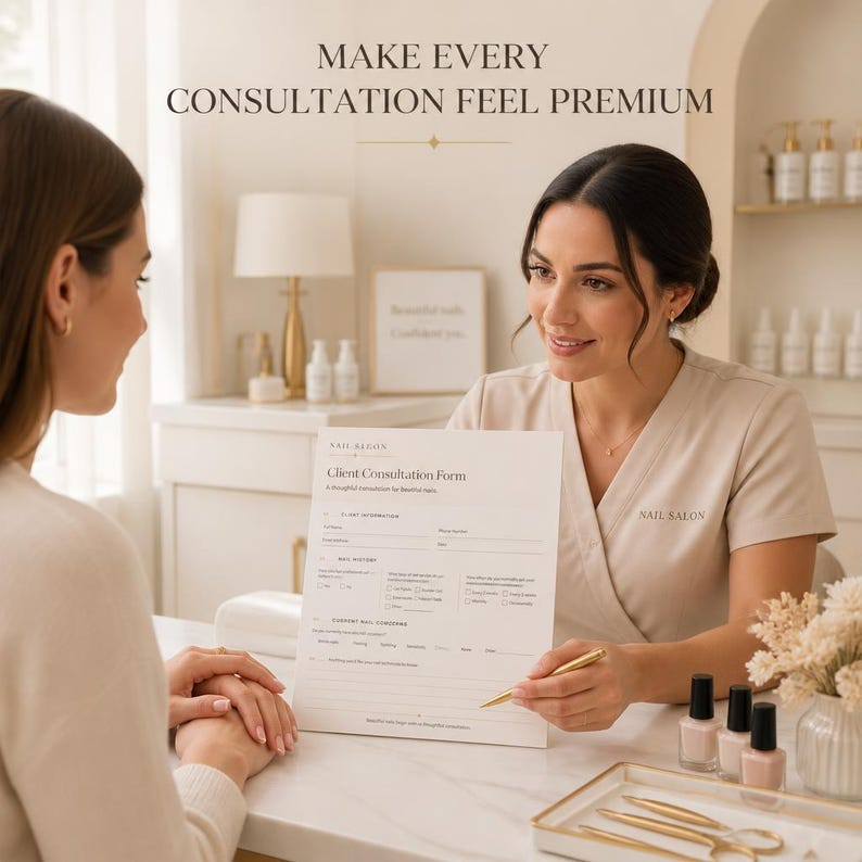Luxury Nail Salon Consultation Form, Client Intake Template (digital ...