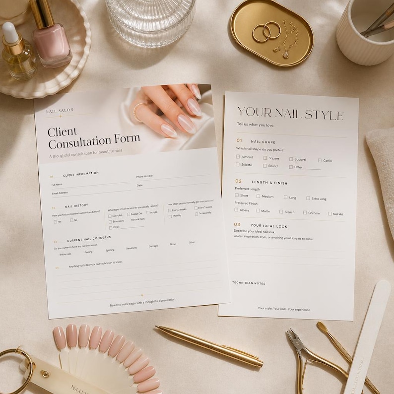 Luxury Nail Salon Consultation Form, Client Intake Template (digital ...