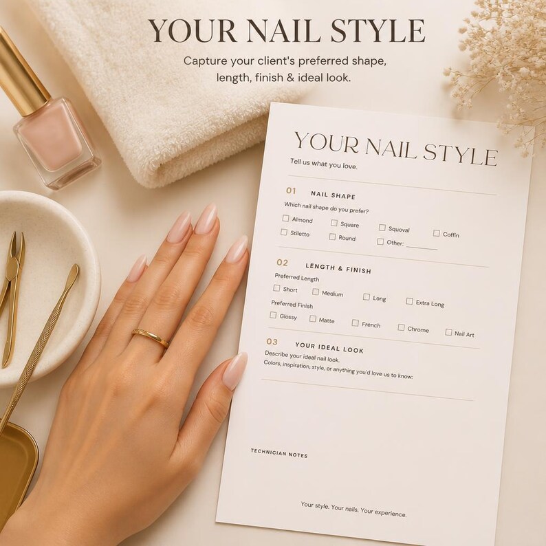 Luxury Nail Salon Consultation Form, Client Intake Template (digital ...