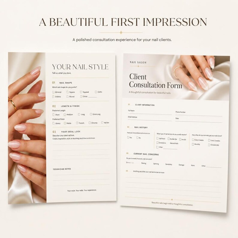 Luxury Nail Salon Consultation Form, Client Intake Template (digital ...