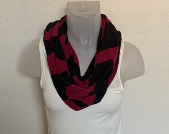 Burgandy and Black Infinity Scarf/Circle Scarf/Loop Scarf