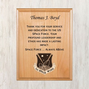 Military Wood Engraved Plaque, Going Away Gift, Military Award, Engraved Wood Plaque, Custom Engraved Wood Award,