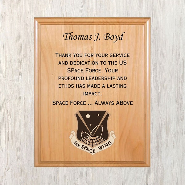 Military Wood Engraved Plaque, Going Away Gift, Military Award, Engraved Wood Plaque, Custom Engraved Wood Award,