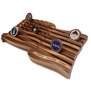 Military Challenge Coin Holder, American US Flag Coin Display, Coin Holder, Anniversary Gradutation Retirement Gift