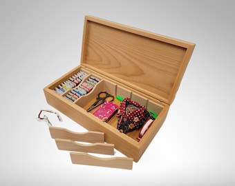 Handmade Adjustable Embroidery Thread Organizer: Sewing Bobbin Storage Box